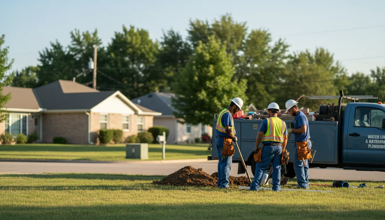 Residential water line and bathroom plumbing service in Delhi, IA
